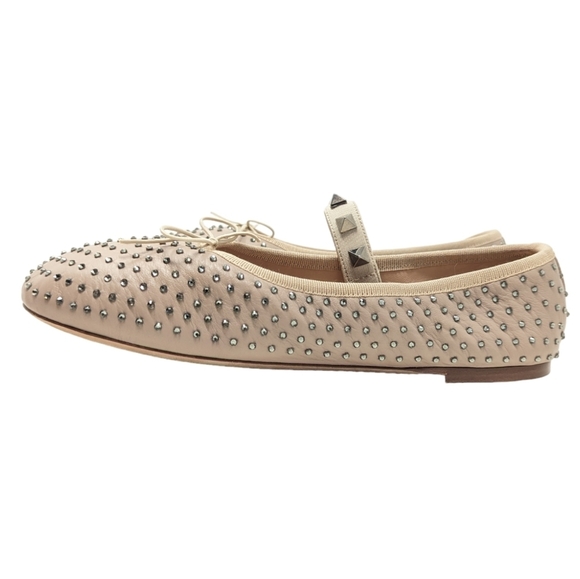 NEW Valentino Garavani Rockstud Crystal Nude Ballet Ballerina Flats Sz EU 39 - Picture 6 of 12